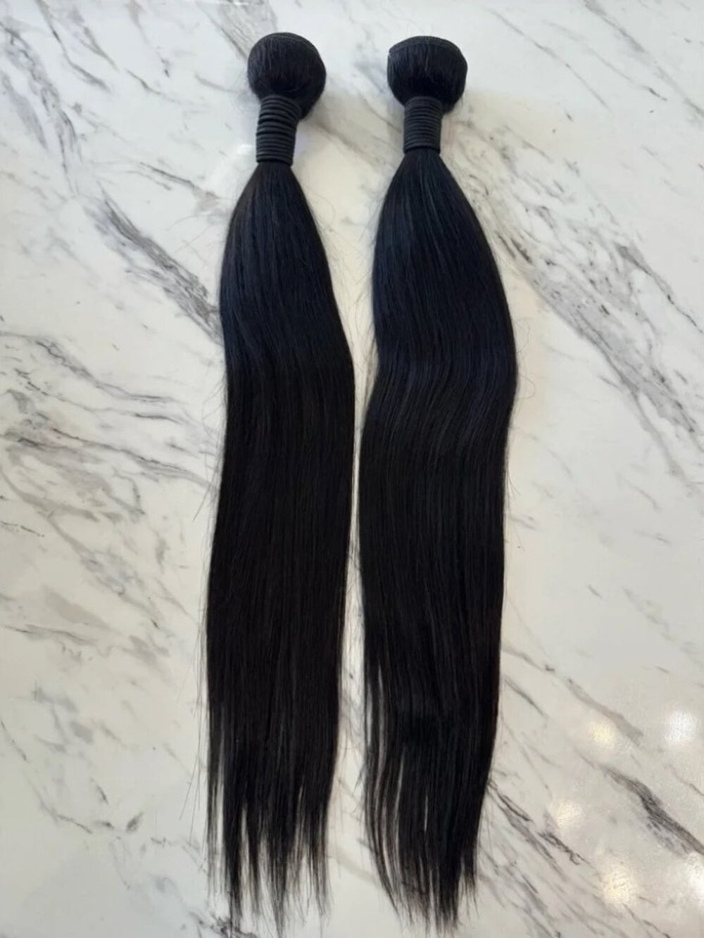 20” Black Human Hair Blend Weft Extensions – Soft Straight Bundles